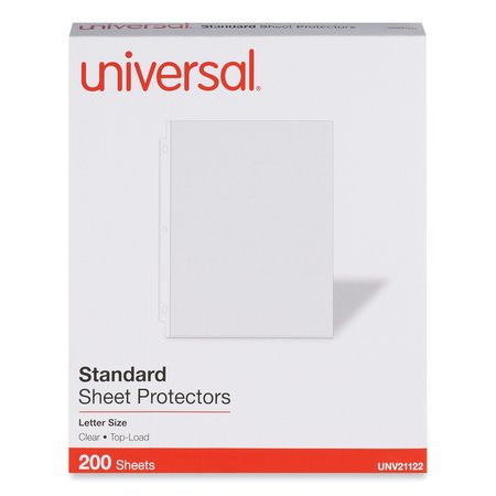 Universal Standard Sheet Protector, Standard, 8 1/2 x 11, Clear, PK200 UNV21122